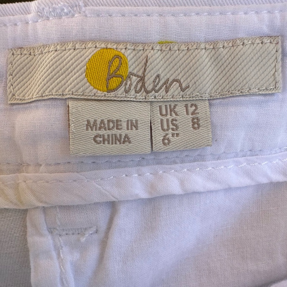 Boden White Stretch Cotton Shorts Women’s Size 8 Chino Casual - Picture 6 of 10